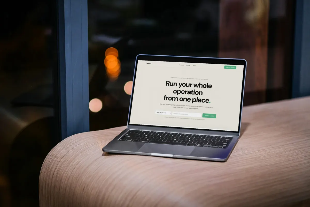 The Lavora homepage on a MacBook Air